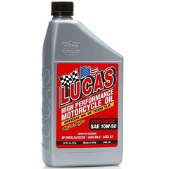 Lucas Oil 10716 High Performance Synthetic Motorcycle Oil Sae 10W-50-1 Quart