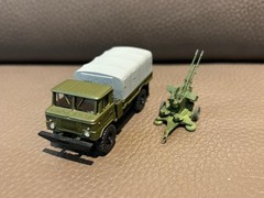 1/87 HO scale Soviet GAZ-66 4×4 Truck & ZU-23/2 Anti-Aircraft Weapon