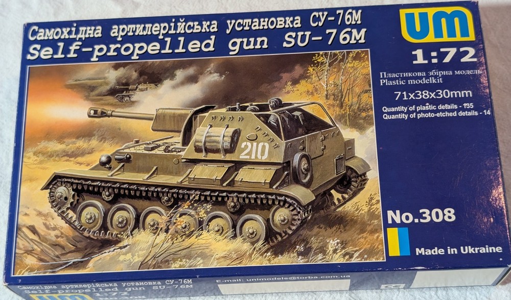 SP Gun Artillery SU-76 Russian WW2 UM Plastic Kit 1/72 partially assembled