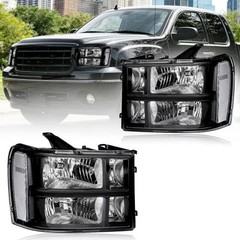 Headlight Assembly, Headlights Kit Compatible Black Housing Clear Reflector