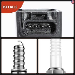 A-Premium Set of 4 Ignition Coil Pack and Iridium Spark Plugs Compatible with