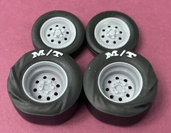1/24 Scale: 17/15-inch “Weld Draglite” Wheels W/Wrinkled Drag Slicks; Resin, 3D