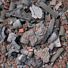 Painted Diorama 1/35 Building Ruins Rubble Bricks Base Military Scene Prop Model