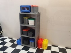 Battery Charger Shelf Gas Can Air Tank 1/24 1/25 Scale Garage Blue Red Top Green