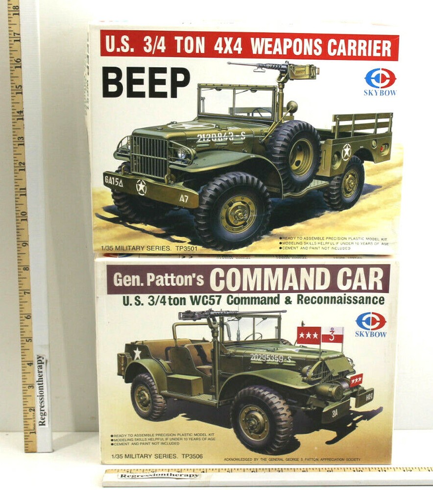 2 Skybow 1/35 Model Kits BEEP U.S. 3/4 Weapons Carrier + U.S. Command Car Patton