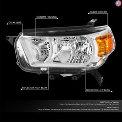 DNA MOTORING Left OE Style Headlight Compatible with 10-13 4Runner Limited SR5