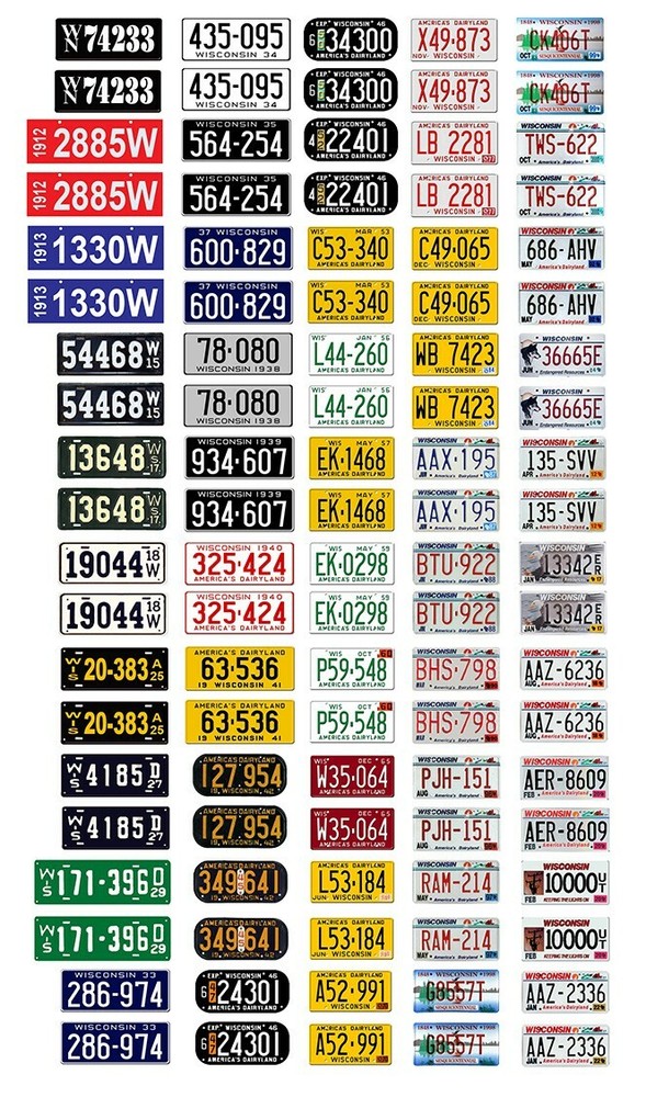 1/25 scale model car assorted USA Wisconsin license plates state tags 1:25