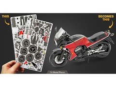 KAWASAKI GPZ900R MOTORCYCLE RED & BLACK STEEL MODEL KIT BY METAL EARTH ICX145