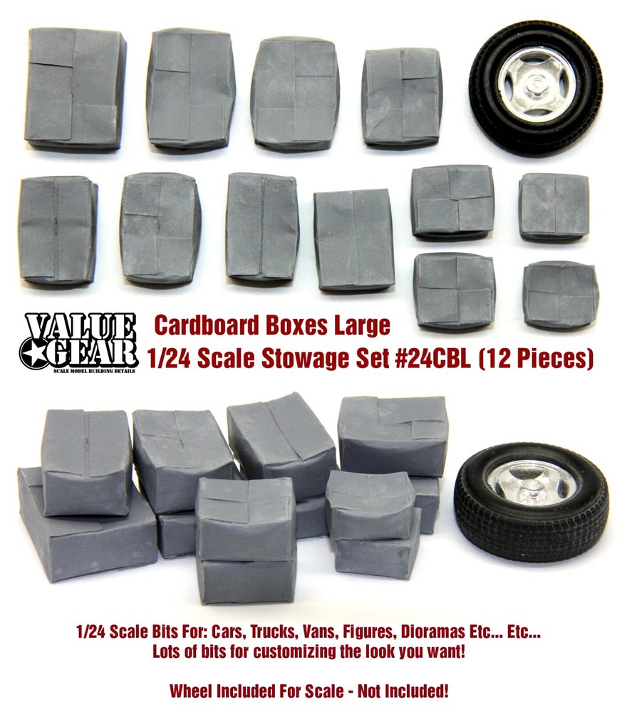 1/24 Set #CBL Cardboard Boxes Large (12 Pieces) – Value Gear Resin