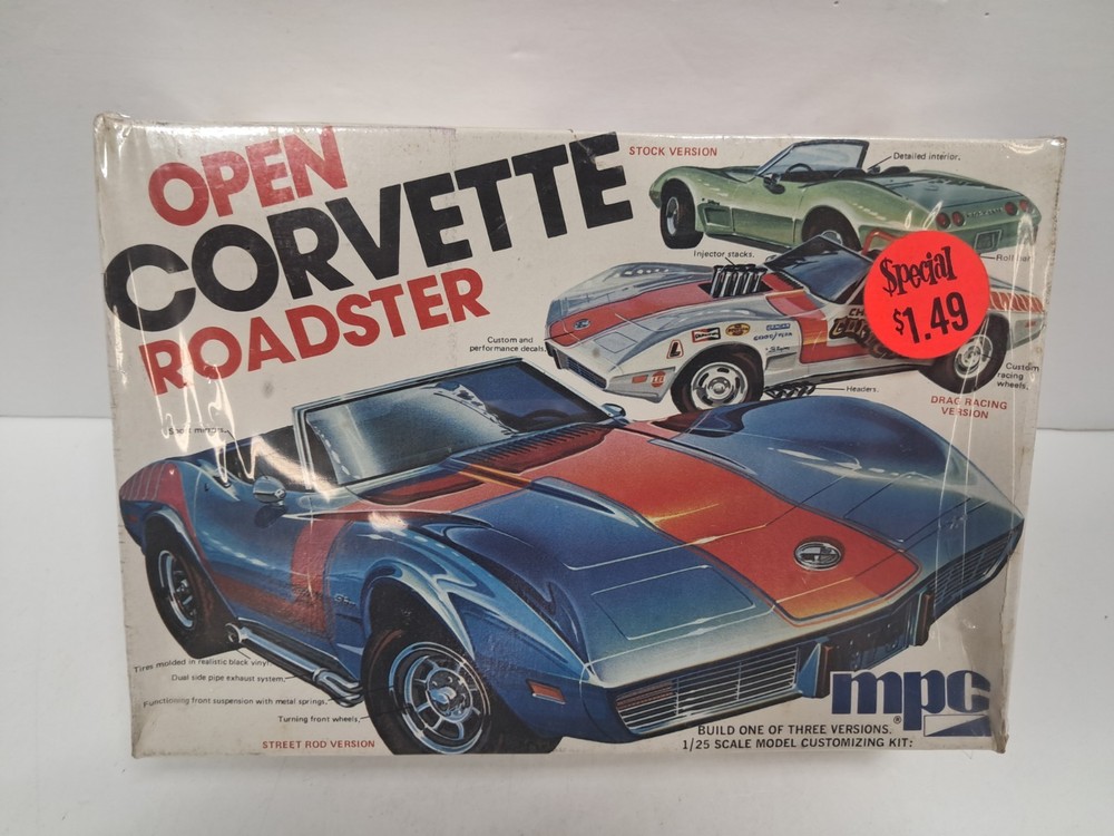 MPC Open Corvette Roadster Model Car Kit 1:25 Scale – Brand New – 1-7506