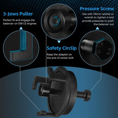 For GM LS Harmonic Balancer Puller 25264 Crank Pulley Puller for Chrysler Jeep D