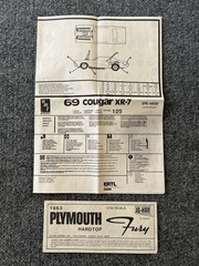 VTG Model Car Kit Instructions Directions Lot (25+) Monogram AMT Ertl Jo-Han