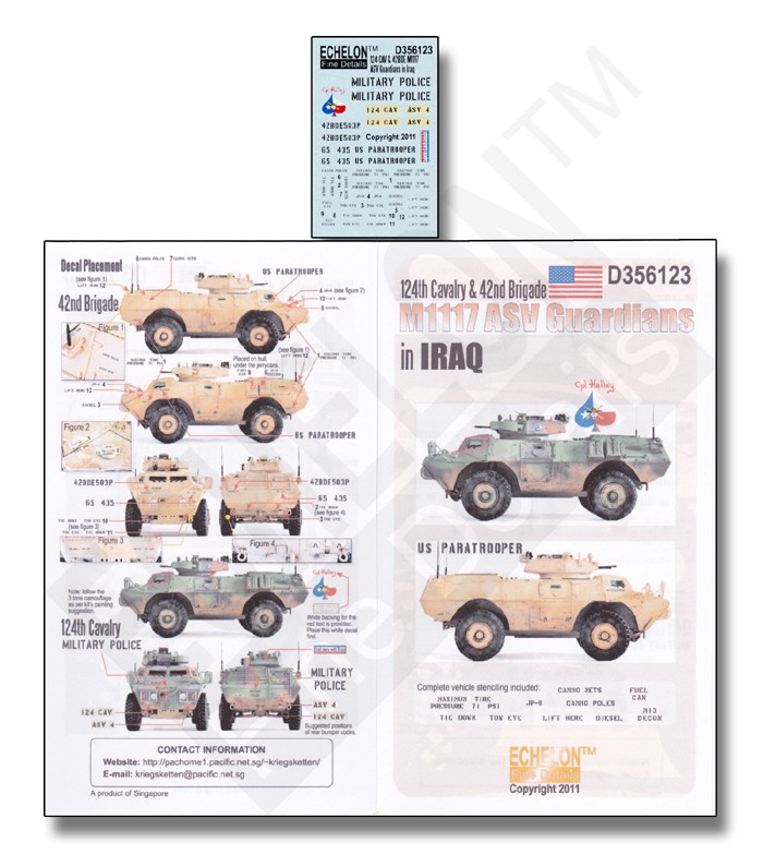 Echelon Fine Details 1/35 124th CAV & 42nd BDE M1117 ASVs in Iraq Decals D356123