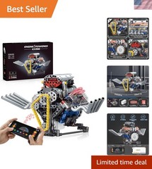 V8 Engine Model Kit – Realistic DIY Toy with App Control & LED Lights, 665 PCS