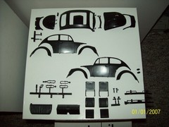 Original 1/24 PYRO Volkswagen Sedan with extra complete Surf Buggy body. Unbuilt