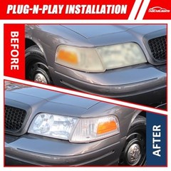 Headlight Assembly Compatible with Chrome Housing Amber Reflector Clear Lens