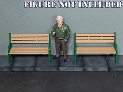 1/18 Scale Park Bench – For model car or 3.75″ action figure diorama (set of 2)