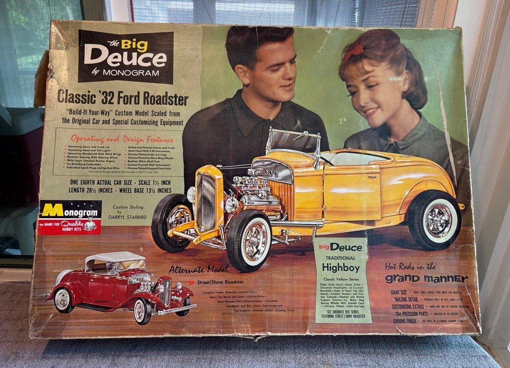 Vintage Monogram Big Deuce Classic ‘32 Ford Roadster Model Kit BOX ONLY