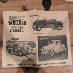 Vintage AMT 1929 Ford Model A Mod Rod Model Kit Instructions Only