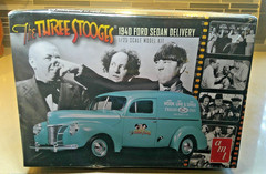 Three Stooges 1940 Ford Sedan AMT Sealed 1/25 Scale Model Kit (Box Damaged)