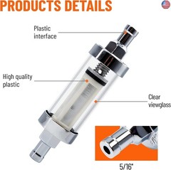 5/16 inch 9747 Inline Fuel Filter With Clear View Glass And Chrome (2)
