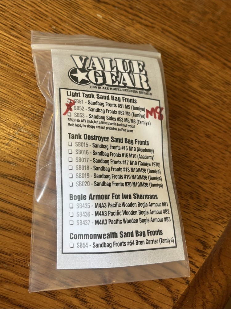 1/35 Value Gear SB52 M8 Greyhound Sandbag Fronts For Tamiya