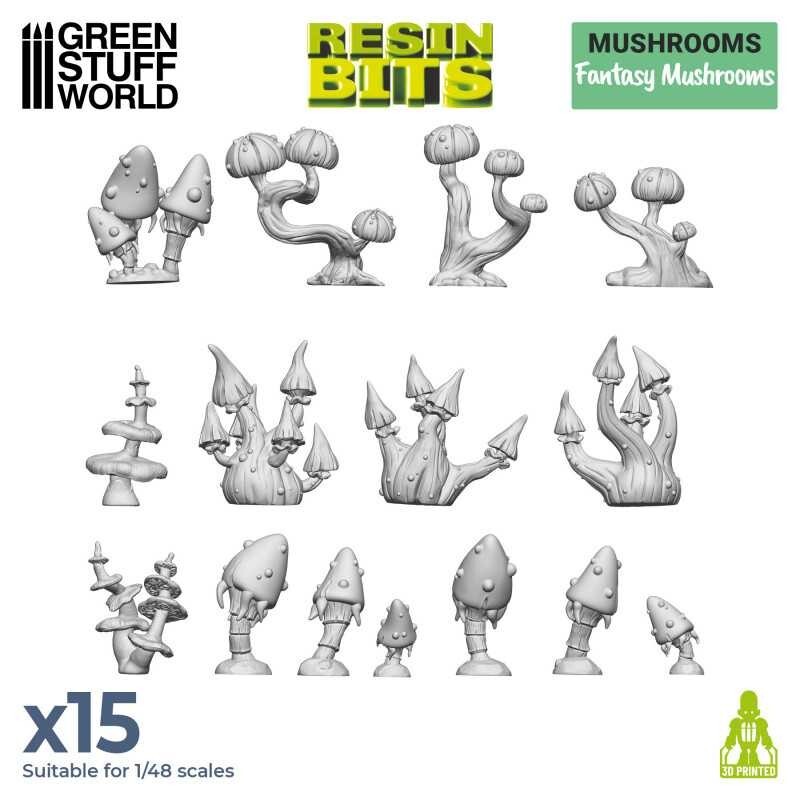 3D printed set -Fantasy Mushrooms- Resin Decor Modelling Wargames