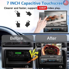 Naifay Single Din Touchscreen Car Stereo with Carplay & Android Auto, 7inch