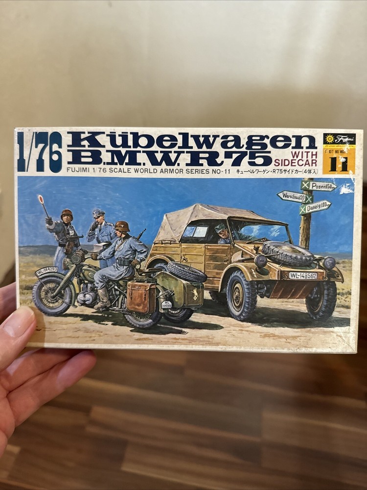 Vintage Fujimi 1/76 Kubelwagen -R/75 Sidecar Plastic Model- New In Box-
