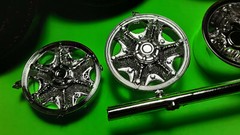 Mack DM800 Heavy Duty 1/25 10 Goodyear tire chrome rim wheel model car part lot