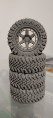 1/24 Scale Resin 20″ Brixton Forged Wheels Toyo Open Country Mud Tires X4
