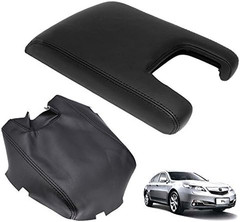 Black Leather Center Console Lid Armrest Cover Skin Replacement for Acura TL 200