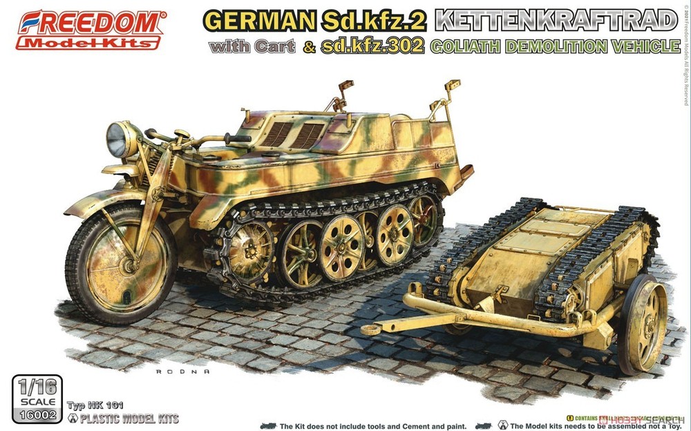 WW.II German Sdkfz.2 Kettenkraftrad & Goliath Demolition Vehicle & Driver Figure