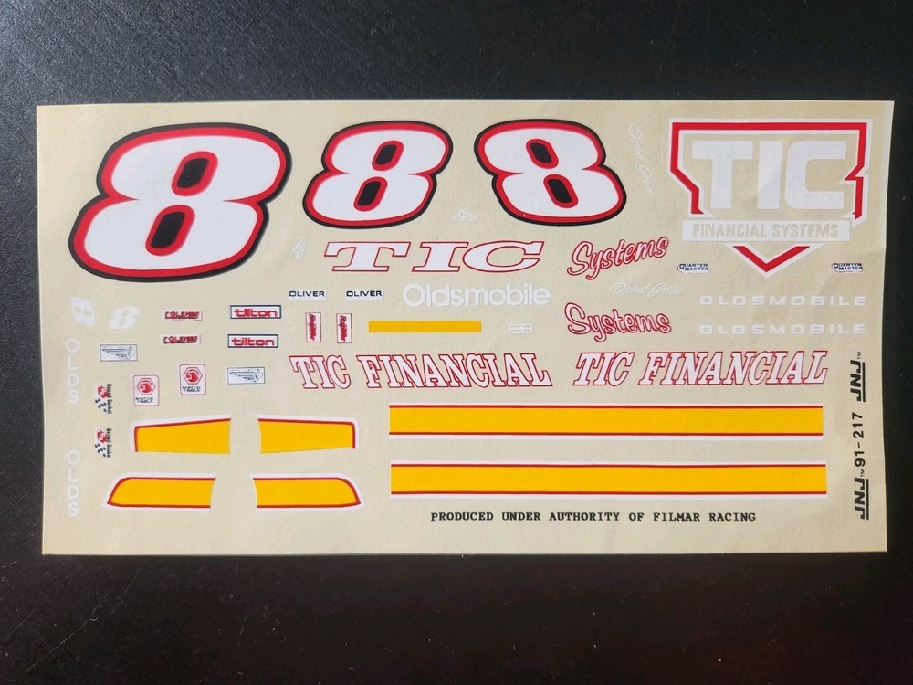 1991 David Green #8 TIC Financial Olds Busch Car 1:24 Decal – Waterslide Decals