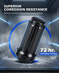 M14X1.5 Lug Nuts Black with Spline Tuner, 2 Inches Length Conical Wheel Nut, Com