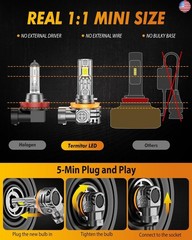 FAHREN 2025 Upgraded H11/H9/H8 LED Bulbs, 80000LM 1000% Ultra-Bright, Real 1:1
