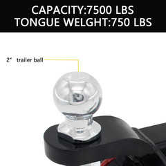 Trailer Hitch Ball Mount with Tow Shackle and 3/4″ Hitch Pin Clip for Heavy Duty