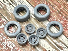 1/24 Scale: 15-inch “Chevoit Rebel” Resin Wheels W/ Wide Rear Tires