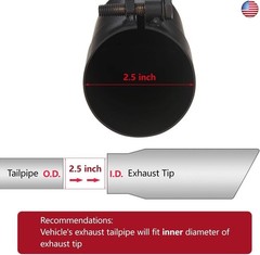 LCGP 2.5 Inch Inlet Turn Down Bolt On Exhaust Tip, Standard 2 1/2 Inch Inside