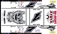 #7 Brad Adams Lucas Oil Crate Dirt Late Model 1/24th Scale Waterslide Decal