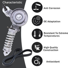 Belt Tensioner Assembly with Pulley with Serpentine Belt Compatible with 2011-20