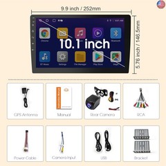 Double Din Car Stereo, 10.1″ HD Touchscreen with Wireless Apple Carplay &