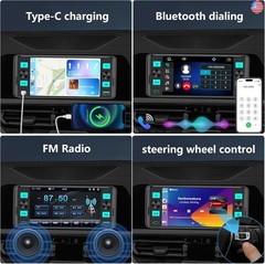 Single Din Radio Car Stereo with Wireless Apple CarPlay,Single Din Touchscreen