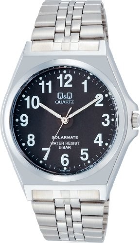 Q&Q H980-205 Solar Men’s Watch 5ATM Water Resistant Silver Analog Dial