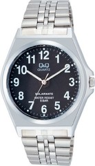 Q&Q H980-205 Solar Men’s Watch 5ATM Water Resistant Silver Analog Dial