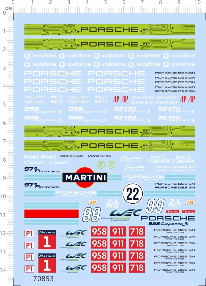 1/24 scales decals baoshijie 911 718 958 for model car (70853)