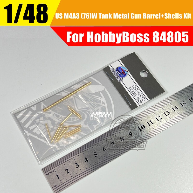 1/48 US M4A3 76(W) Tank Metal Gun Barrel+Shells Upgrade Part for HobbyBoss 84805