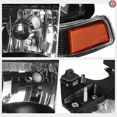 PM PERFORMOTOR Black Housing Amber Corner Headlights Replacement Compatible