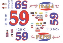 #59 Jim Hurtbutise Pepsi Ford 1972 1/25th – 1/24th Scale WATERSLIDE DECALS
