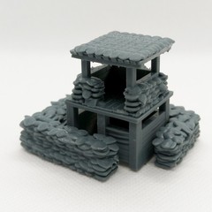 SST144123 1/144 Miniature Scene Bunker With Watchtower Sandbags Vietnam War Era